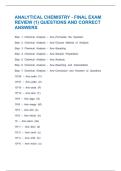 ANALYTICAL CHEMISTRY - FINAL EXAM REVIEW &lpar;1&rpar; QUESTIONS AND CORRECT ANSWERS