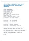 ANALYTICAL CHEMISTRY FINAL EXAM REVIEW QUESTIONS AND CORRECT ANSWERS