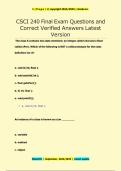 CSCI 240 Final Exam Questions and  Correct Verified Answers Latest  Version