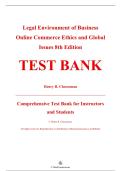 Complete Test Bank &mdash; Legal Environment of Business&colon; Online Commerce&comma; Ethics&comma; and Global Issues&comma; 8th Edition &mdash; Henry R&period; Cheeseman &mdash; ISBN 9780133973310 &mdash; &lpar;All Chapters Covered 1&ndash;27&comma; Questions & Answers&rpar;