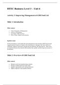 BTEC Business Level 3 &ndash; Unit 6 Activity 2 GSR Food Ltd &vert; Management Issues & Solutions 