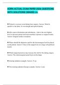 AORN ACTUAL EXAM PAPER 2026 QUESTIONS WITH SOLUTIONS GRADED A&plus;