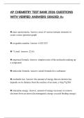 AP CHEMISTRY TEST BANK 2026 QUESTIONS WITH VERIFIED ANSWERS GRADED A&plus;