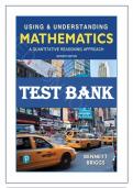 TEST BANK for Using & Understanding Mathematics&colon; A Quantitative Reasoning Approach 7th Edition by Jeffrey Bennett and William Briggs&period; All 12 Chapters&period; &lpar;complete Download&rpar;&period; 431 Pages&period;