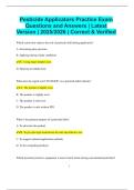 Pesticide Applicators Practice Exam Questions and Answers &vert; Latest Version &vert; 2025&sol;2026 &vert; Correct & Verified