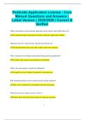 Pesticide Applicators License - Core Manual Questions and Answers &vert; Latest Version &vert; 2025&sol;2026 &vert; Correct &  Verified