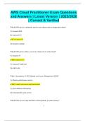 AWS Cloud Practitioner Exam Questions and Answers &vert; Latest Version &vert; 2025&sol;2026  &vert; Correct & Verified