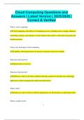 Cloud Computing Questions and Answers &vert; Latest Version &vert; 2025&sol;2026 &vert;  Correct & Verified