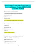 Heat Illness Prevention Questions and Answers &vert; Latest Version &vert; 2025&sol;2026 &vert;  Correct & Verified