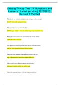 Driving Theory Test UK Questions and Answers &vert; Latest Version &vert; 2025&sol;2026 &vert;  Correct & Verified