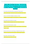 Show Me Tell Me Driving - UK Driving Practical Test Questions and Answers &vert; Latest Version &vert; 2025&sol;2026 &vert; Correct &  Verified