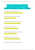Theory Test Revision Notes UK Questions and Answers &vert; Latest Version &vert; 2025&sol;2026 &vert; Correct & Verified