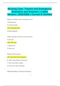 Nursing Care&colon; Trauma and Emergency Questions and Answers &vert; Latest Version &vert; 2025&sol;2026 &vert; Correct & Verified