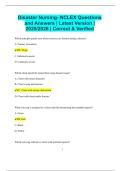 Disaster Nursing- NCLEX Questions and Answers &vert; Latest Version &vert; 2025&sol;2026 &vert; Correct & Verified