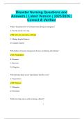 Disaster Nursing Questions and Answers &vert; Latest Version &vert; 2025&sol;2026 &vert;  Correct & Verified