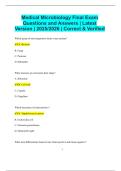 Medical Microbiology Final Exam Questions and Answers &vert; Latest Version &vert; 2025&sol;2026 &vert; Correct & Verified