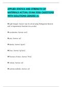 APPLIED STATICS AND STRENGTH OF MATERIALS ACTUAL EXAM 2026 QUESTIONS WITH SOLUTIONS GRADED A&plus;