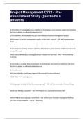 Project Management C722 - Pre-Assessment Study Questions n answers