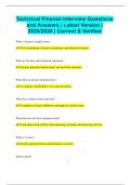 Technical Finance Interview Questions and Answers &vert; Latest Version &vert; 2025&sol;2026 &vert; Correct & Verified