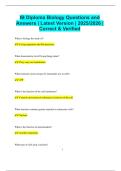 IB Diploma Biology Questions and Answers &vert; Latest Version &vert; 2025&sol;2026 &vert;  Correct & Verified