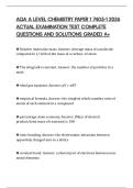 AQA A LEVEL CHEMISTRY PAPER 1 7405-1 2026 ACTUAL EXAMINATION TEST COMPLETE QUESTIONS AND SOLUTIONS GRADED A&plus;
