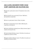AQA A-LEVEL GEOGRAPHY PAPER 1 EXAM SCRIPT QUESTIONS AND SOLUTIONS 2026