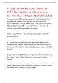 StraighterLine Business Statistics MAT150 Questions and answers &plus; rationales