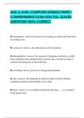 AQA A LEVEL COMPUTER SCIENCE PAPER 1 COMPREHENSIVE EXAM 2026 FULL SOLVED QUESTIONS 100&percnt; CORRECT