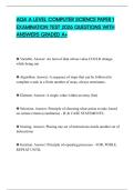 AQA A LEVEL COMPUTER SCIENCE PAPER 1 EXAMINATION TEST 2026 QUESTIONS WITH ANSWERS GRADED A&plus;
