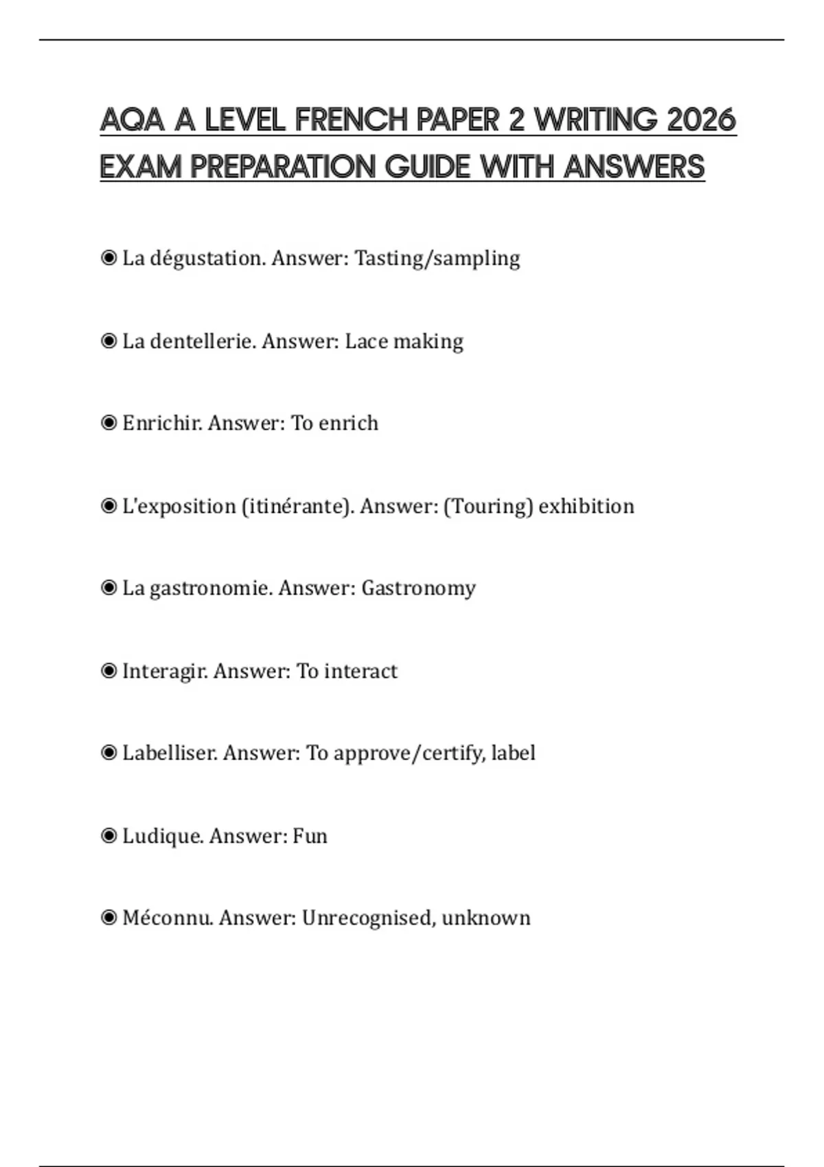 AQA A LEVEL FRENCH PAPER 2 WRITING 2026 EXAM PREPARATION GUIDE WITH ...