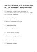AQA A LEVEL FRENCH PAPER 2 WRITING 2026 FULL PRACTICE QUESTIONS AND ANSWERS