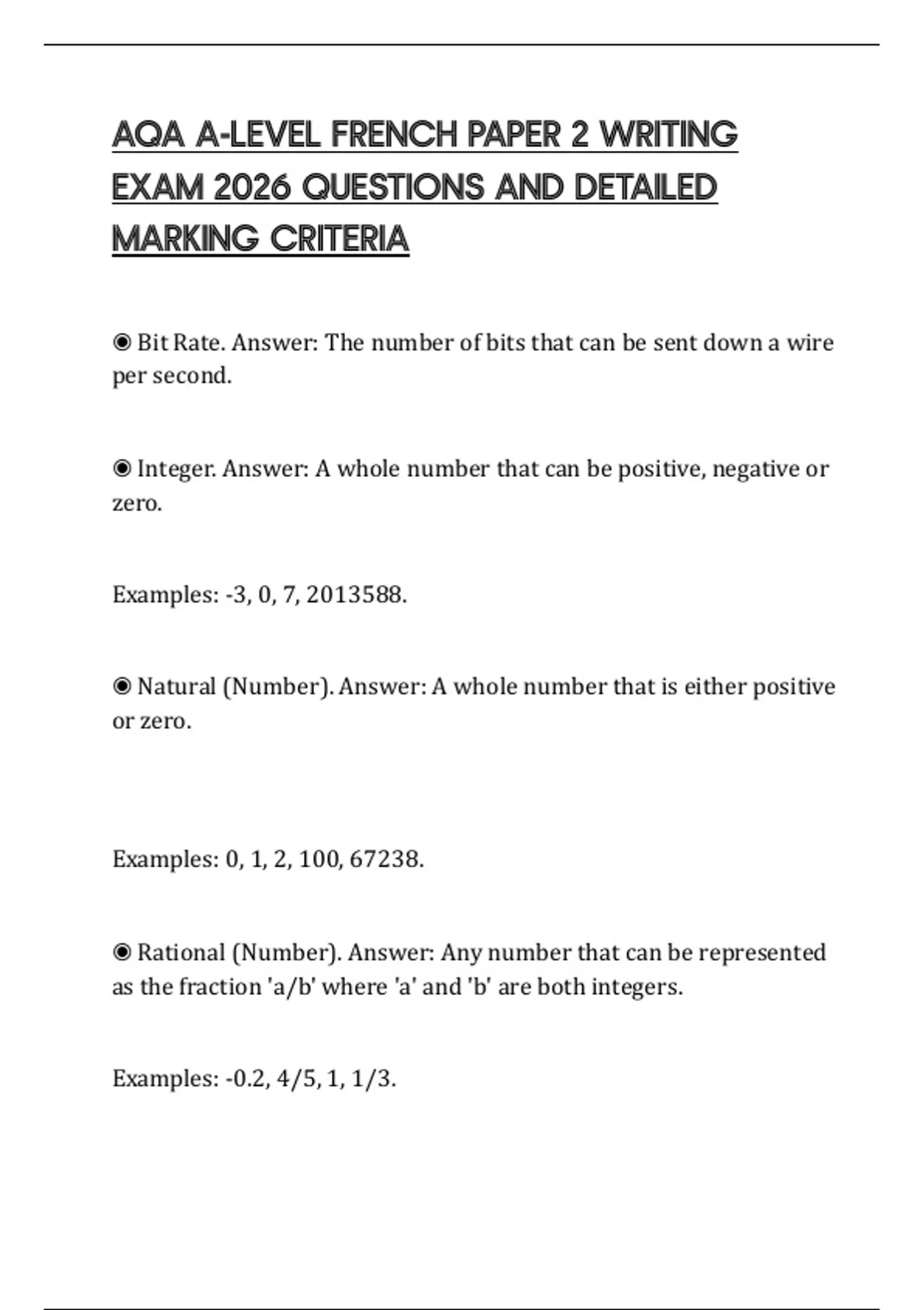 AQA A-LEVEL FRENCH PAPER 2 WRITING EXAM 2026 QUESTIONS AND DETAILED ...