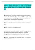 AQA A LEVEL GEOGRAPHY 7037 2 TEST BANK 2026 QUESTIONS WITH SOLUTIONS GRADED A&plus;