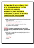 Refrigeration Engineer License Exam With Actual Questions & Verified Answers&comma; Plus Explained Rationales&sol;Expert Verified For Guaranteed 100&percnt; Pass 2026&sol;Latest Update&sol;Instant Download Pdf