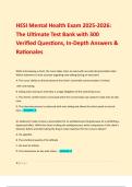 HESI Mental Health Exam Test Bank 2025-2026 &vert; 300&plus; Verified Q&A with Rationales &vert; RN Psychiatric Nursing Study Guide