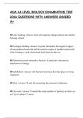 AQA AS LEVEL BIOLOGY EXAMINATION TEST 2026 QUESTIONS WITH ANSWERS GRADED A&plus;