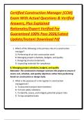 Certified Construction Manager &lpar;CCM&rpar; Exam With Actual Questions & Verified Answers&comma; Plus Explained Rationales&sol;Expert Verified For Guaranteed 100&percnt; Pass 2026&sol;Latest Update&sol;Instant Download Pdf