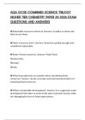 AQA GCSE COMBINED SCIENCE TRILOGY HIGHER TIER CHEMISTRY PAPER 2H 2026 EXAM QUESTIONS AND ANSWERS