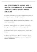 AQA GCSE COMPUTER SCIENCE PAPER 2 WRITTEN ASSESSMENT 2026 ACTUAL EXAM SCRIPT FULL QUESTIONS AND VERIFIED SOLUTIONS