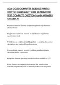 AQA GCSE COMPUTER SCIENCE PAPER 2 WRITTEN ASSESSMENT 2026 EXAMINATION TEST COMPLETE QUESTIONS AND ANSWERS GRADED A&plus;