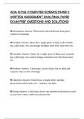 AQA GCSE COMPUTER SCIENCE PAPER 2 WRITTEN ASSESSMENT 2026 FINAL PAPER EXAM PREP QUESTIONS AND SOLUTIONS
