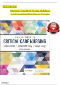 COMPLETE TEST BANK &ndash; Priorities in Critical Care Nursing &lpar;9th Edition&rpar; Linda D&period; Urden&comma; Kathleen M&period; Stacy & Mary E&period; Lough &vert; Chapters 1&ndash;27 &vert; Complete Guide &vert; Latest Update &vert; Graded A&plus;