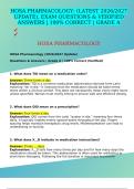 HOSA PHARMACOLOGY&colon; &lpar;LATEST 2026&sol;2027 UPDATE&rpar;&comma; EXAM QUESTIONS & VERIFIED ANSWERS &vert; 100&percnt; CORRECT &vert; GRADE A
