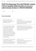 POST First Responder First Aid&sol;CPR&sol;AED&colon; Module 3 EXAM &lpar;updated 2026&rpar; Questions & Answers &vert; Latest Already Graded A&plus; UPDATE 2025&vert;2026