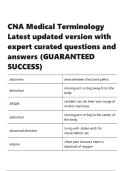 CNA Medical Terminology Latest updated version with expert curated questions and answers