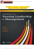 TEST BANK&colon; Essentials of Nursing Leadership & Management &lpar;8th Edition&rpar; by Sally Weiss - All Chapters Included