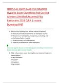 OSHA 521 OSHA Guide to Industrial  Hygiene Exam Questions And Correct  Answers &lpar;Verified Answers&rpar; Plus  Rationales 2026 Q&A &vert; Instant  Download Pdf 