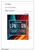 Test Bank For LPN to RN Transitions 6th Edition by Lora Claywell all chapters included graded A&plus;