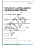 CA Optometry Law Exam Questions  with Detailed Verified Answers 