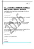 CA Optometry Law Exam Questions  with Detailed Verified Answers